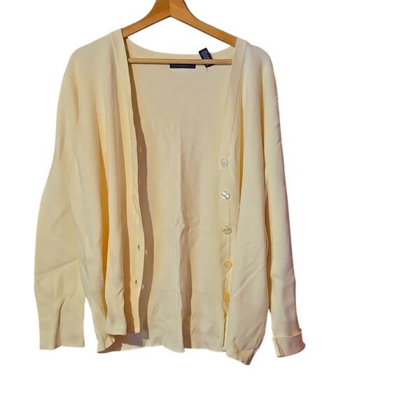 NWT Karen Scott Cream Cotton Cardigan 2X Plus Size 0130 - Picture 1 of 9